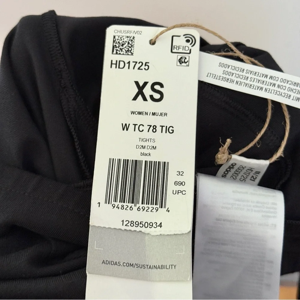 NWT adidas Aeroready Designed To Move‎ 7/8 Leggings Black White Stripes Size XS
